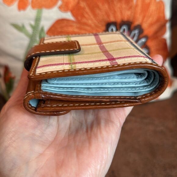 COACH BLEECKER TATTERSALL MULTICOLOR LEATHER BUCKLE FRENCH PURSE WALLET 40946 - Picture 9 of 17